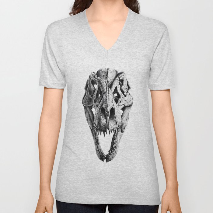 T-Rex Skull V Neck T Shirt