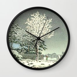 Tsuchiya Koitsu - Snow on the Sumida River - Japanese Vintage Woodblock Painting Wall Clock