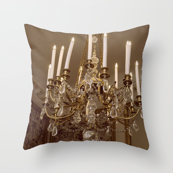 Chandelier Hanging in the Louvre, Paris Throw Pillow