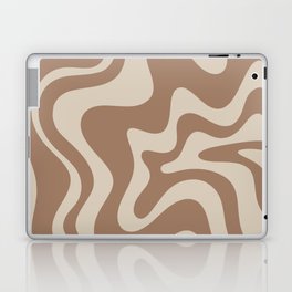 Liquid Swirl Contemporary Abstract Pattern in Chocolate Milk Brown and Beige Laptop Skin