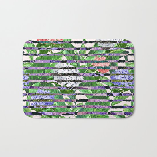 Stripes with Flowers Bath Mat