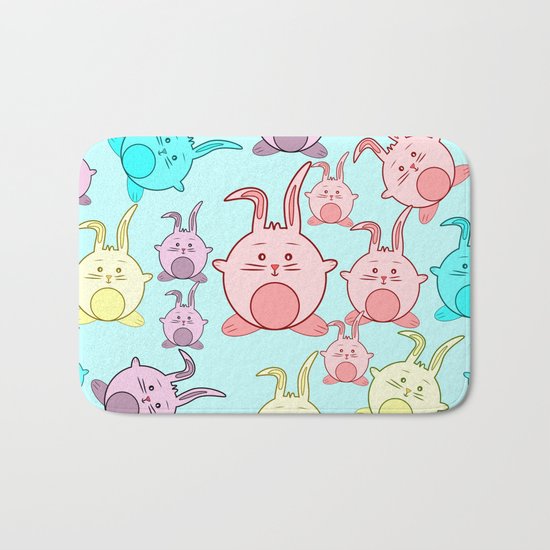 Colorful Easter bunnies Bath Mat