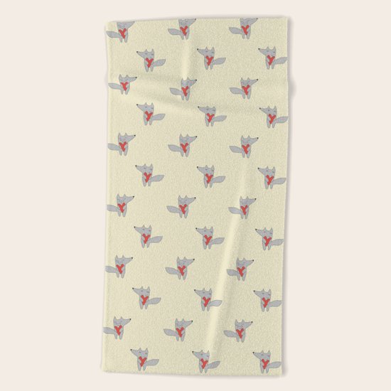 Fox in love Beach Towel