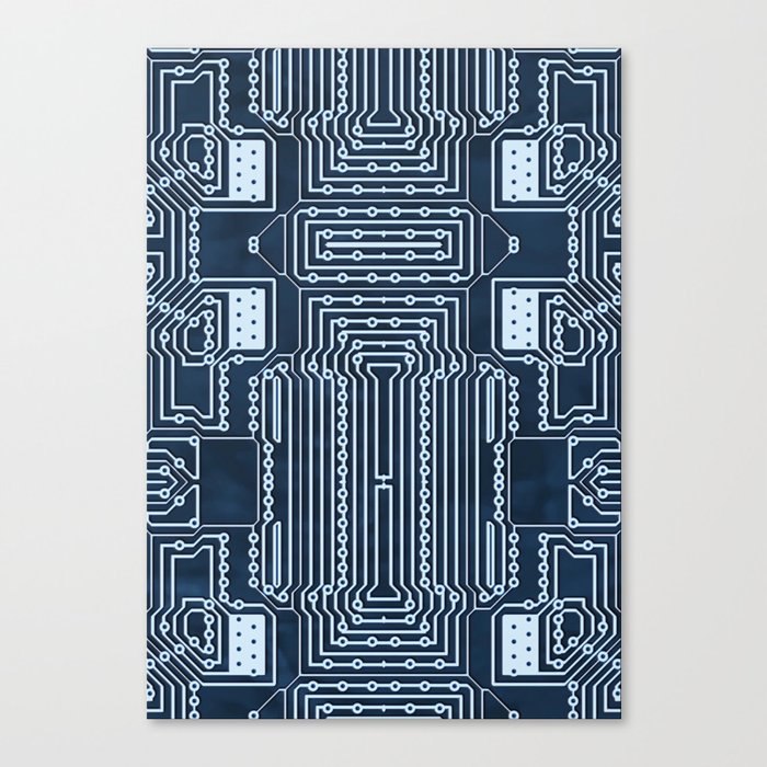 Blue Geek Motherboard Circuit Pattern Canvas Print