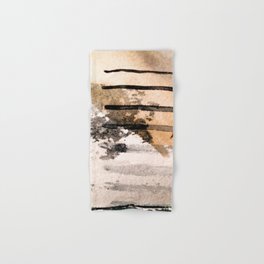 Desert Musings - a watercolor and ink abstract in gray, brown, and black Hand & Bath Towel