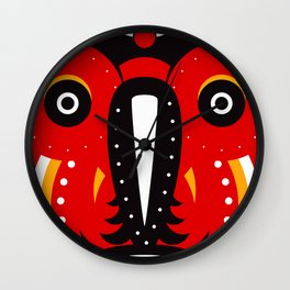 teke tribal mask Wall Clock