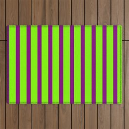 [ Thumbnail: Chartreuse and Purple Colored Lined/Striped Pattern Outdoor Rug ]
