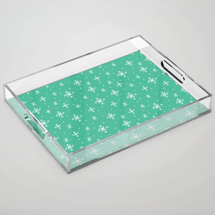 Snowflakes on Wintergreen Acrylic Tray