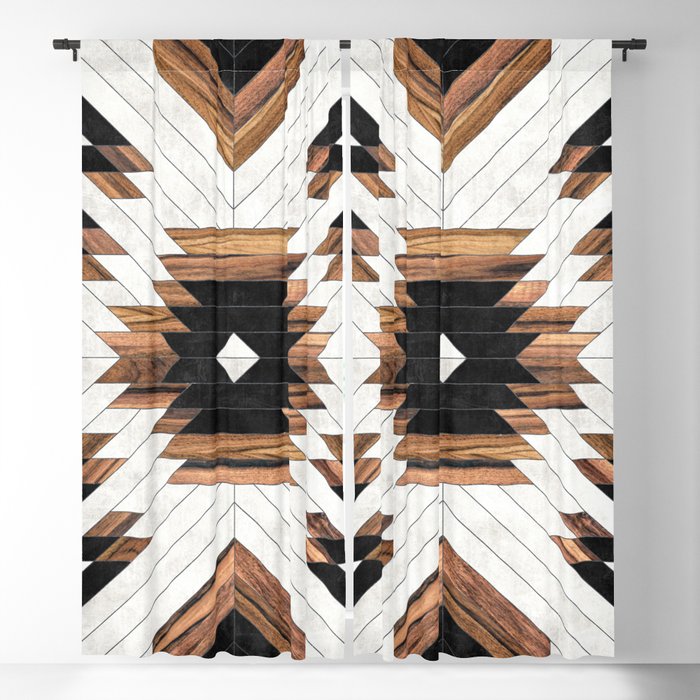 Urban Tribal Pattern No.5 - Aztec - Concrete and Wood Blackout Curtain
