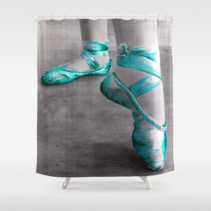 Ballet Shoe Blue Shower Curtain