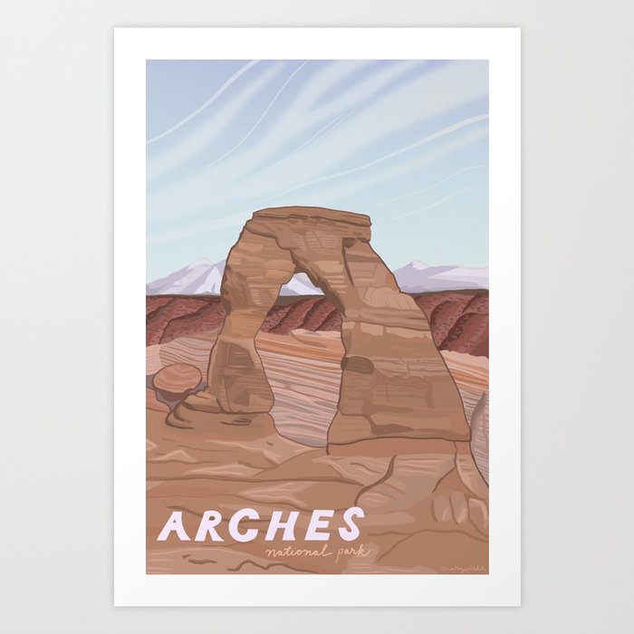 Arches National Park, National Parks Poster, Illustrated Arches, Utah, Capitol Reef, Zion Art Print