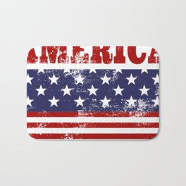 America Grunge Rubber Stamp Design Bath Mat | Typographic, American, Patriotic, Grunge, Motif, Aged, Patriotism, Type, Vintage, Flag 