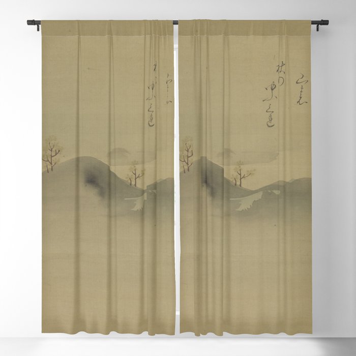 Japanese Print - Evergreens on Distant Hills - Kano Tanyu 1665 Blackout Curtain