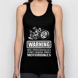 Warning Talking About Motorbikes Mens Funny Motorcycle Bike Harley Biker T-Shirts Unisex Tank Top