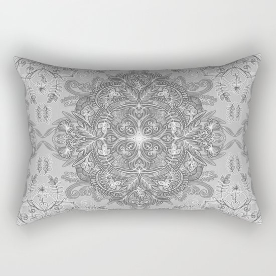 Vintage Winter Monochrome Doodle Rectangular Pillow