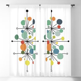 Atomic Age Nuclear Abstract Motif — Mid Century Modern Pattern Blackout Curtain