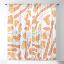Skiing Accessories - Orange Sheer Curtain