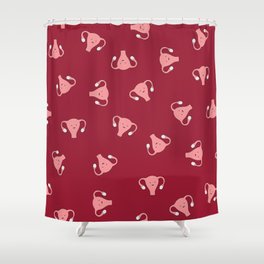 Crazy Happy Uterus in Red, Large Shower Curtain