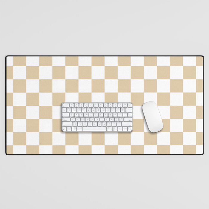 Small Checkerboard - White & Tan Desk Mat