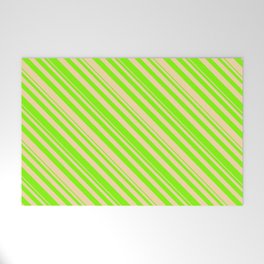 [ Thumbnail: Chartreuse and Tan Colored Lined Pattern Welcome Mat ]