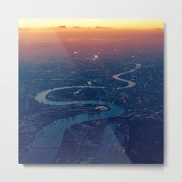 Great Britain Photography - Winding River Going Through London In The Sunset Metal Print