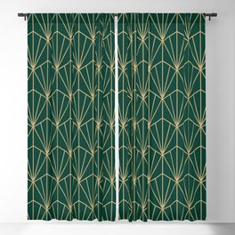 Art Deco Vector in Green and Gold Blackout Curtain