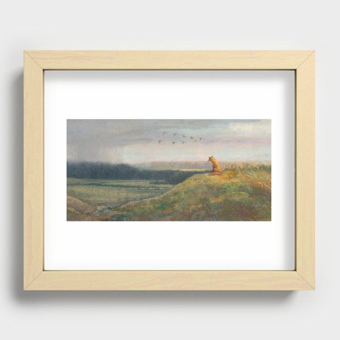 Red Fox Looks Out Over the Valley Recessed Framed Print