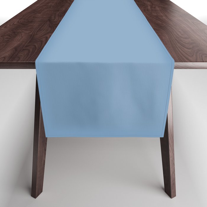 DUSK BLUE SOLID COLOR. Dusty pastel blue plain pattern  Table Runner