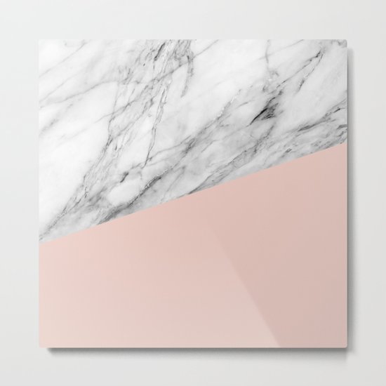 Marble and pale dogwood color Metal Print