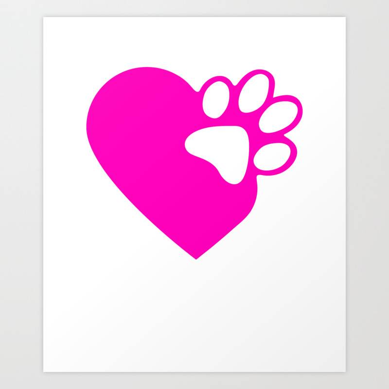 Cute Heart Paw Print Product Funny Love Gift For Cat Owners Art