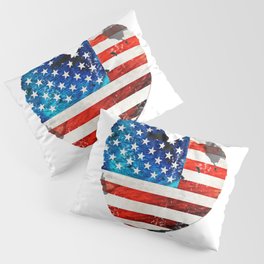 United States Of America Flag Heart Art Americana Pillow Sham