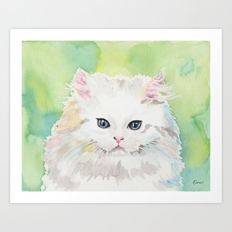 Watercolor Cat 07 Princess Kitten Art Print By Kathleenwong Society6