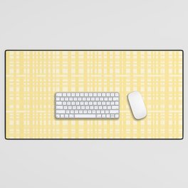 Woven Plaid Pattern in Pale Pastel Mustard Yellow Desk Mat