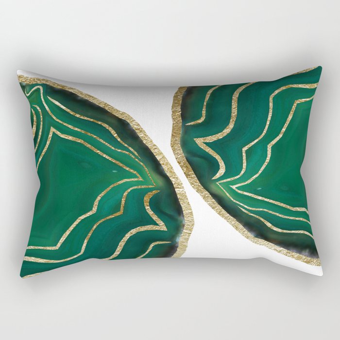Emerald Agate Gold Glam #1 #gem #decor #art #society6 Rectangular Pillow