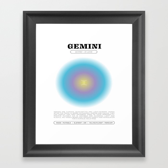 Gemini Zodiac Aura Print Framed Art Print