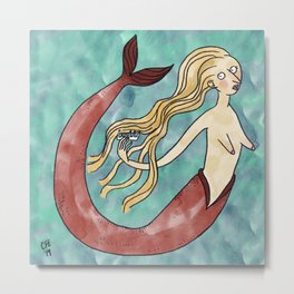 Mermaid Metal Print | Acrylic, Digital, Mermaid, Ocean, Drawing, Watercolor, Watercolour, Mermay, Ink Pen 