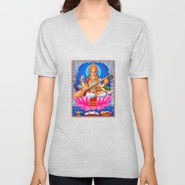 Goddess Saraswati V Neck T Shirt