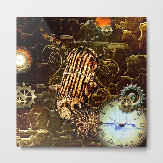 Steampunk, micropphone Metal Print