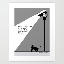 George Orwell, 1984, cat art literary quote Art Print