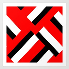 Mark Edz Geometric Abstract Art Deco Red White Black V2 Art Print