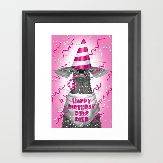 Happy birthday dear deer Framed Art Print