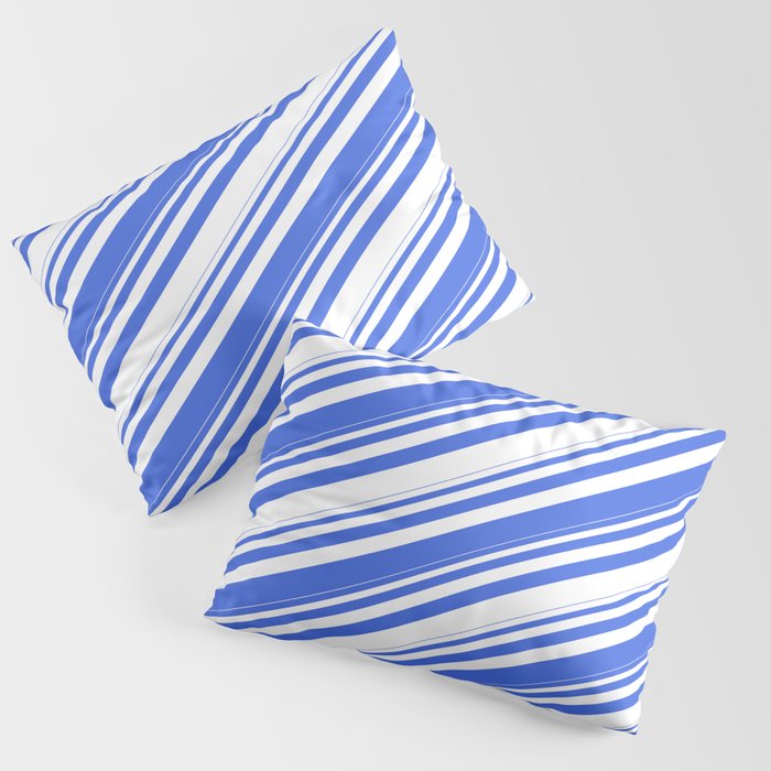 Royal Blue and White Colored Stripes/Lines Pattern Pillow Sham