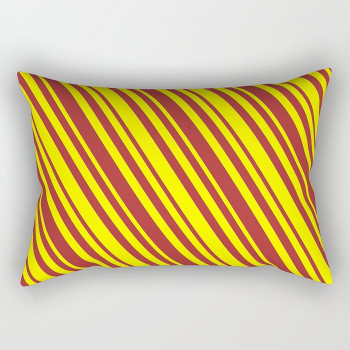 Yellow & Brown Colored Lined Pattern Rectangular Pillow