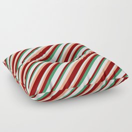 [ Thumbnail: Light Salmon, Maroon, Sea Green & Lavender Colored Lined/Striped Pattern Floor Pillow ]