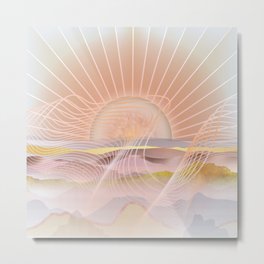 Glittering Sunset Waves Metal Print | Seasunset, Graphicdesign, Oceannature, Oceanillustration, Sunset Tapestry, Sunburstocean, Oceantextures, Abstractocean, Sunwaves, Goldocean 