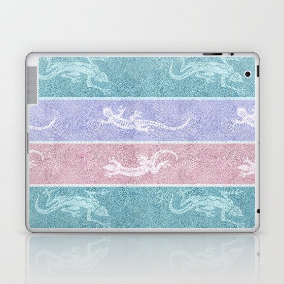 Pastel Gecko on Soft Velvet Stripes Laptop & iPad Skin