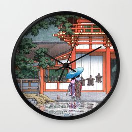 Tennoji Temple in Osaka by Hasui Kawase Wall Clock