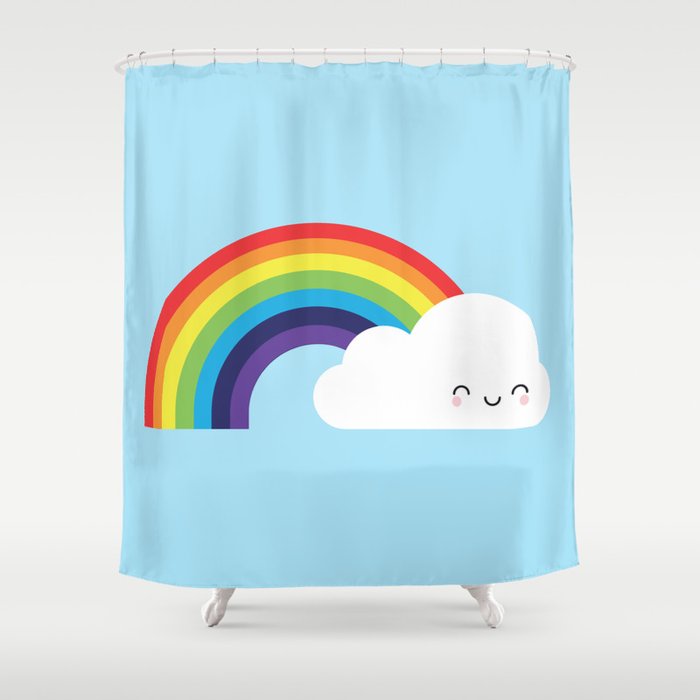 Kawaii Rainbow Shower Curtain