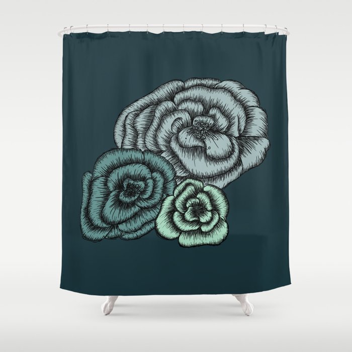 Green Flowers Shower Curtain