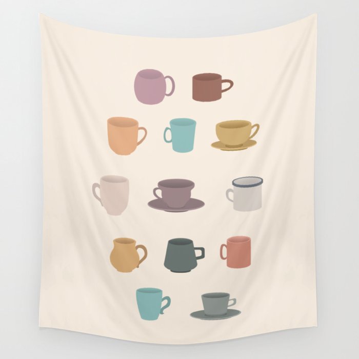 Cups in Colour Wall Tapestry